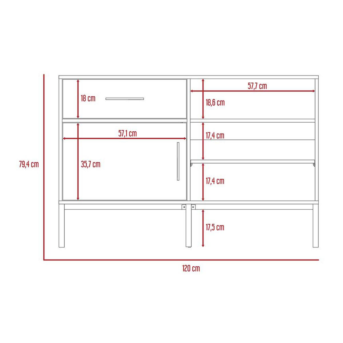 Buffet TuHome Soho 1 Puerta 1 Cajón Bellota