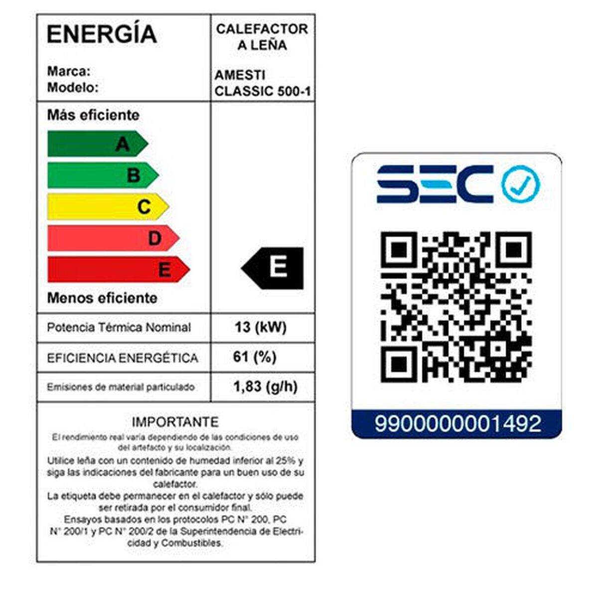 Estufa a Leña Amesti Classic 500