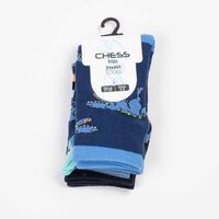 Pack 3 Calcetin Largo de Algodón Niño Chess Navy, Gris Melan