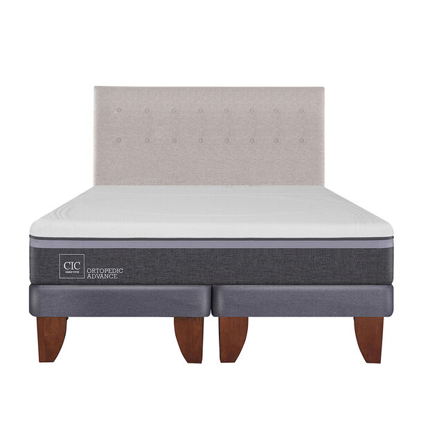 Cama Europea CIC Base Dividida King Ortopedic Advance + Respaldo Tigris