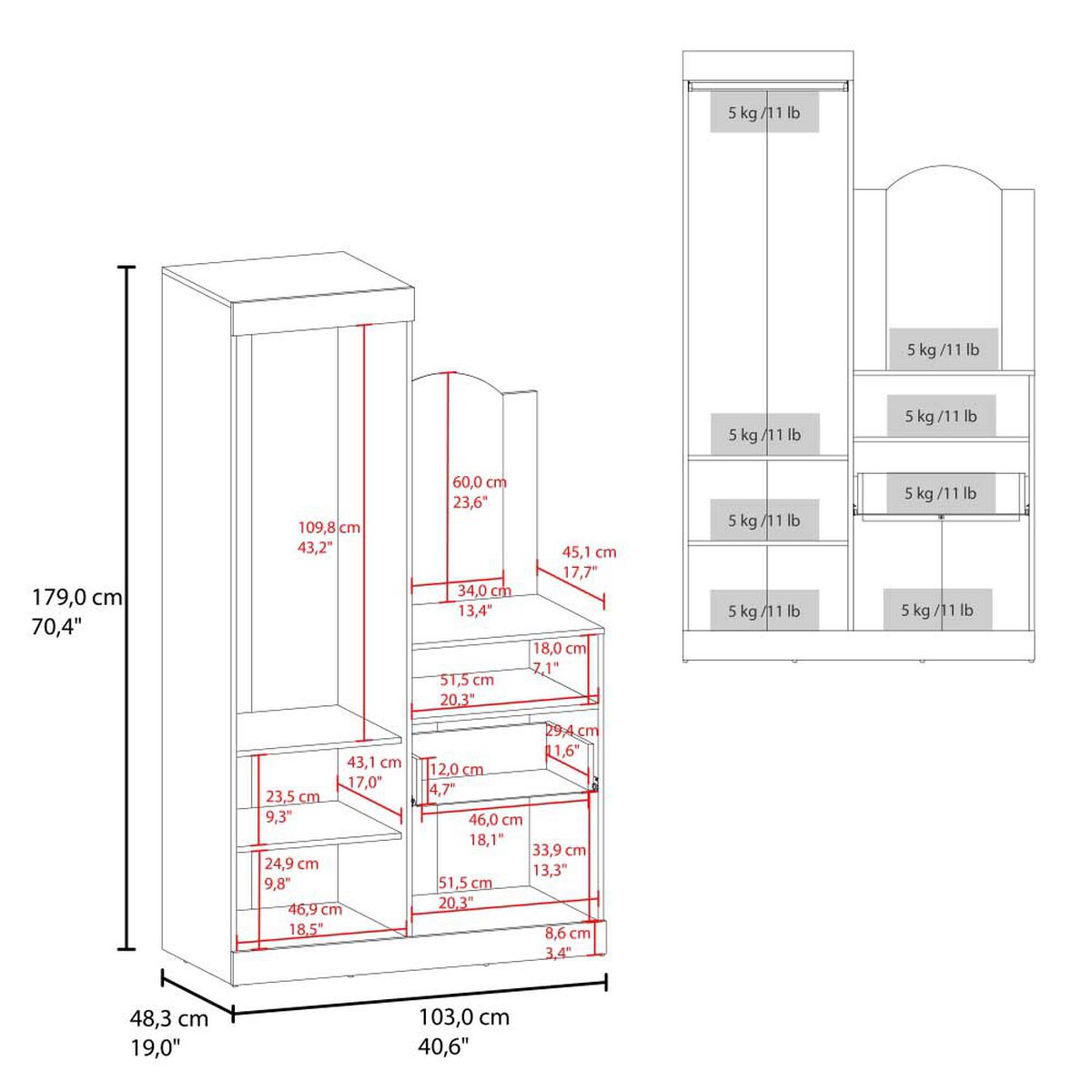 Closet TUHOME Praga 3 Puertas 1 Cajon Fresno Europeo