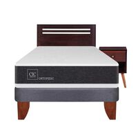 Cama Europea CIC 1,5 Plazas Ortopedic + Respaldo + Velador New Munich