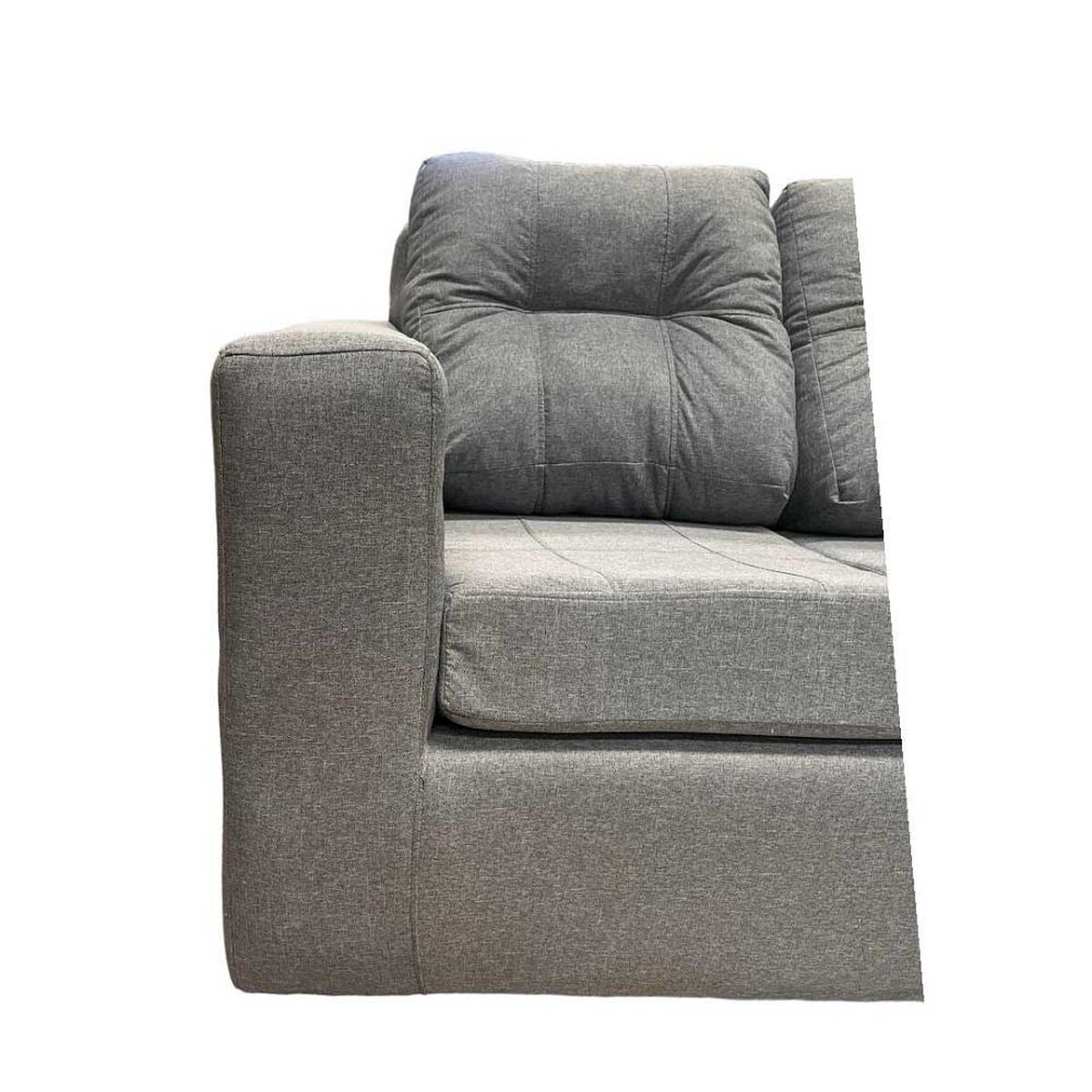 Juego de Living Kea Nize Sofá 3 Cuerpos + Dos Pouf Tela Gris