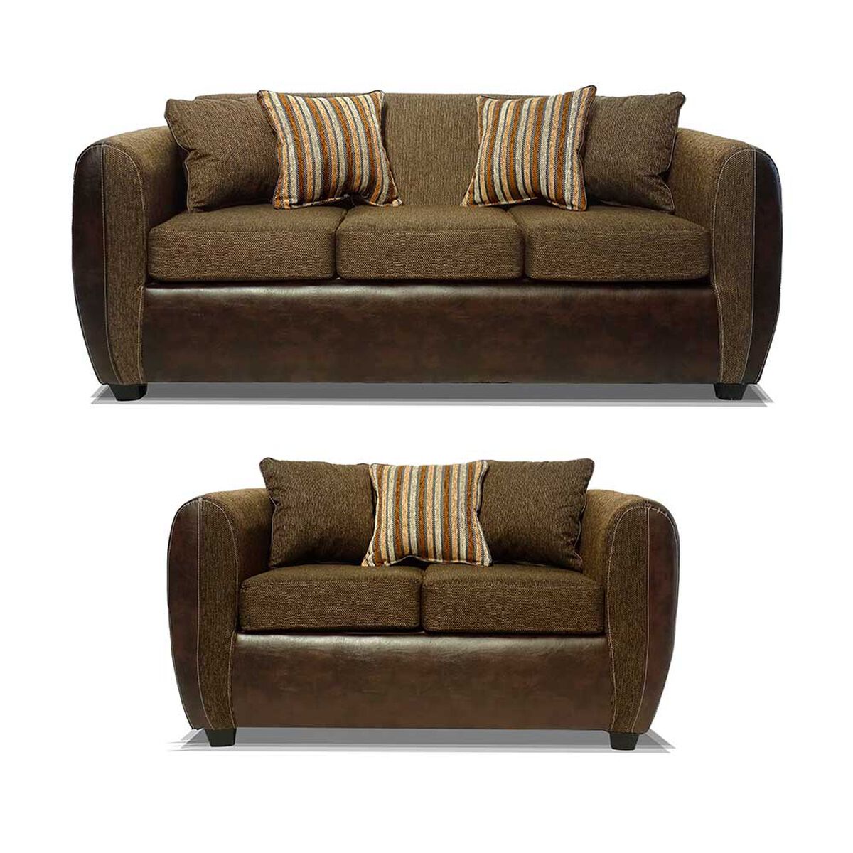 Juego de Living Elegant Detail Oklahoma Sofá 3 Cuerpos + Sofá 2 Cuerpos + Sillón 1 Cuerpo Café