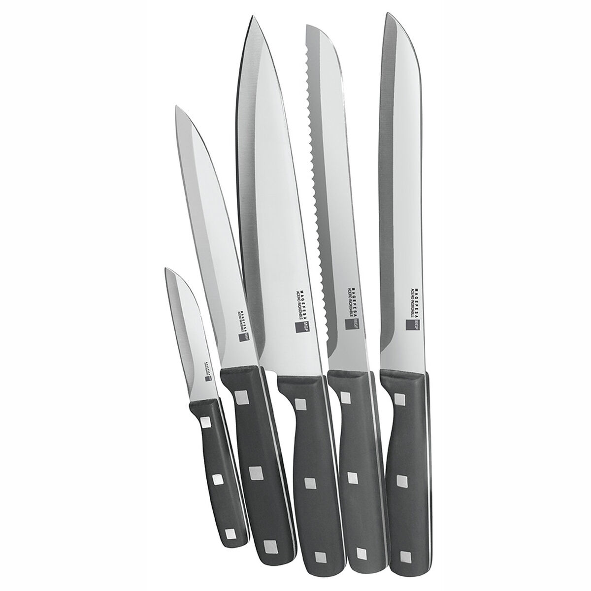 Juego 3 Cuchillos Acero Inoxidable Magefesa Blade + Taco Madera Negro