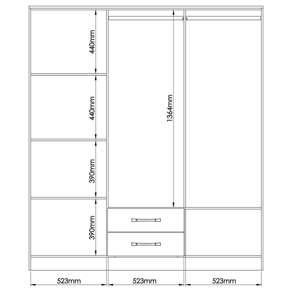 Clóset Vekkahome Pequim 6 Puertas 2 Cajones Negro