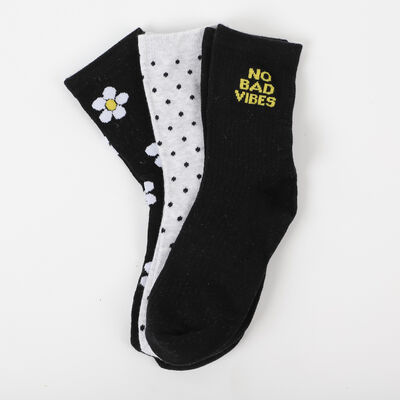 Imagen 1 del producto Pack 3 Unidades Calcetin Mujer Largo de Algodón Icono Surtido