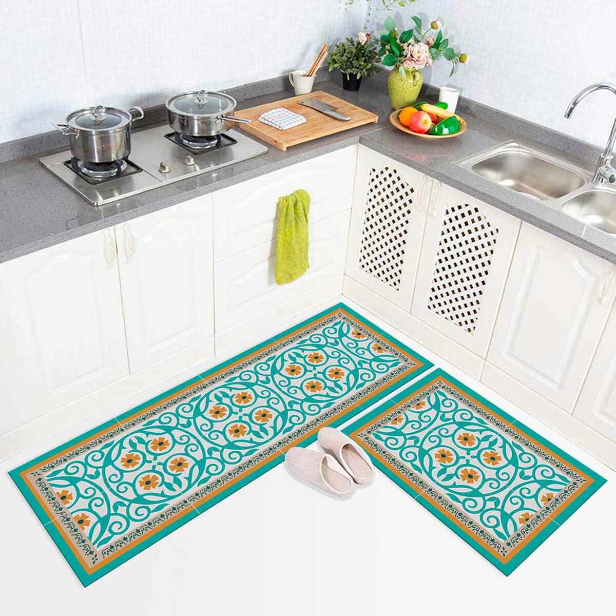 Set 2 Alfombra Davanti Flor de Esparta 45 x120 Flor de Esparta