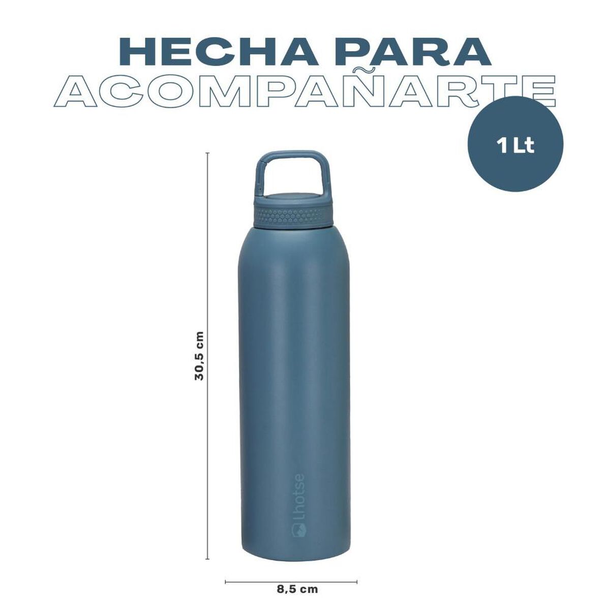 Botella T&eacute;rmica Agua Lhotse Acero Inox 3 Tapas HydroCore 1Lt Azul Oscuro