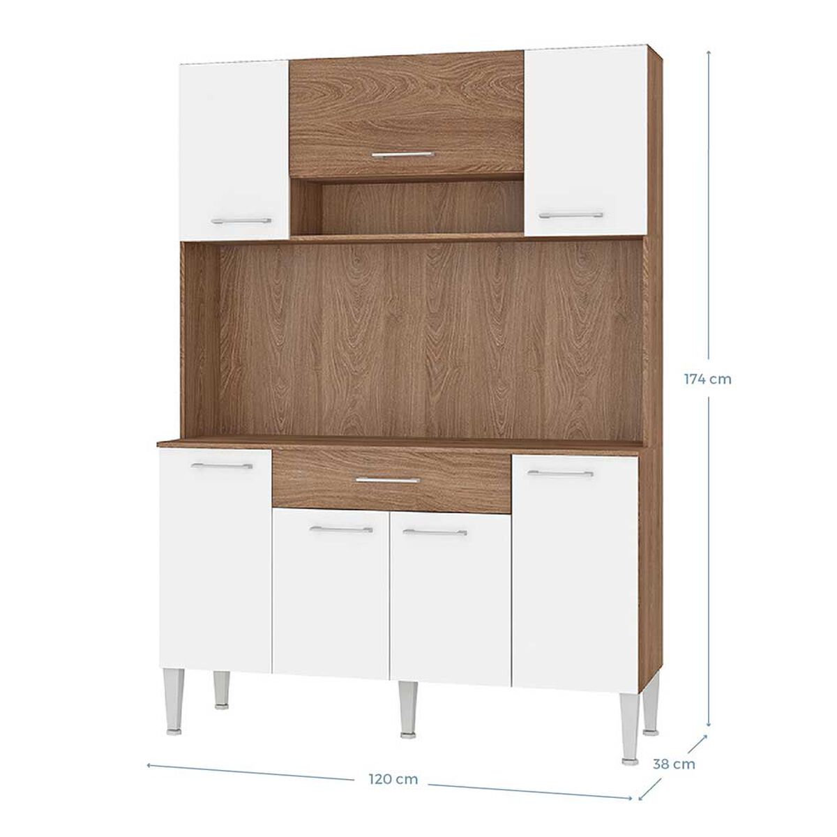 Mueble de Cocina Vekkahome Emi 1 Cajón 7 Puertas Café