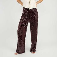Pantalón Lentejuelas Mujer Icono Burdeo