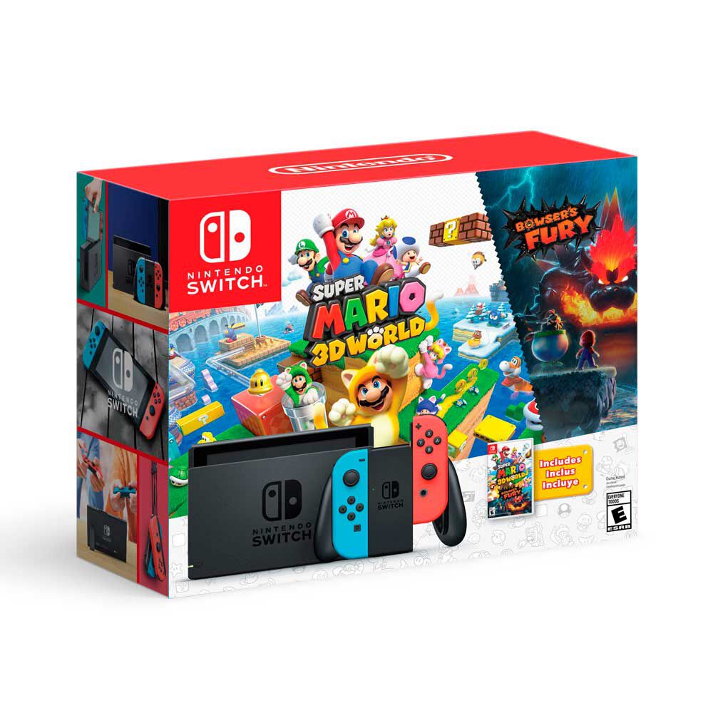 Consola Nintendo Switch Neón + Juego Super Mario 3D World Bundle | Abc