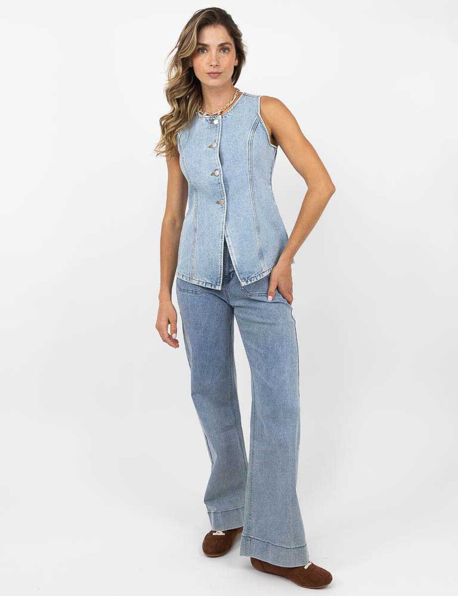 Blusa Denim Sin Mangas Mujer Zibel