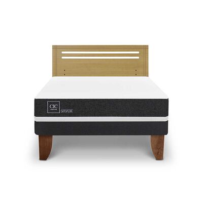 Cama Europea CIC 2 Plazas Ortopedic + Respaldo Munich Mostaza