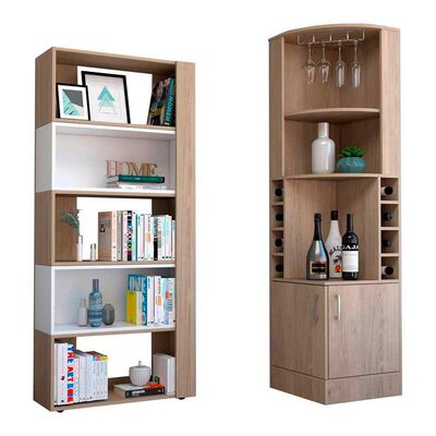 Imagen 2 del producto Combo Bar Esquinero + Biblioteca TuHome Beijing Wengue Blanco