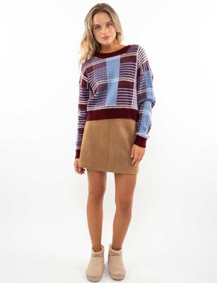 Imagen 2 del producto Sweater Tartán Mujer Icono Burdeo, Cafe