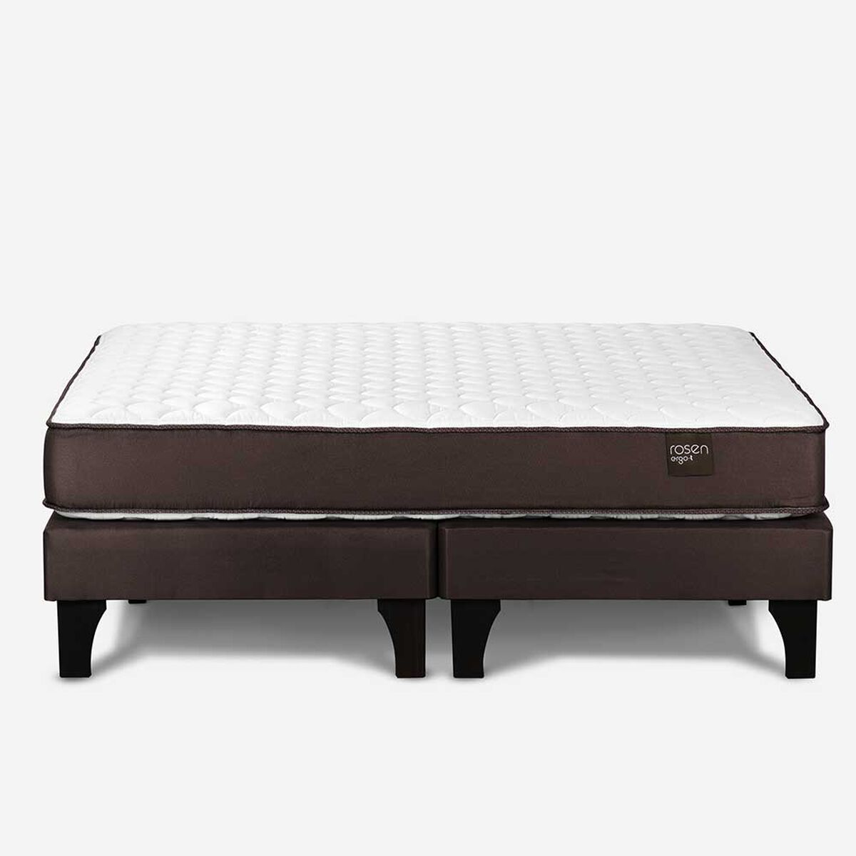 Cama Europea Rosen Base Dividida 2 Plazas Ergo T + Gratis Respaldo + 2 Veladores Casanova 2 Plazas Nogal