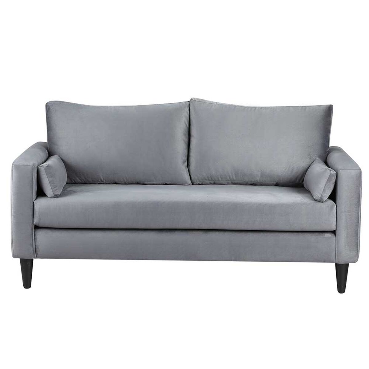 Juego de Living Bodevir Sky Felpa 00 Sofá 3 Cuerpos + Dos Pouf 1 Cuerpo Gris 