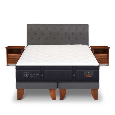 Cama Europea CIC Base Dividida King Súper Premium + Respaldo + Veladores