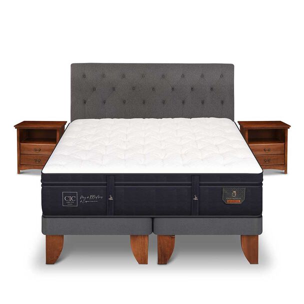 Cama Europea CIC Base Dividida King Súper Premium + Respaldo + Veladores
