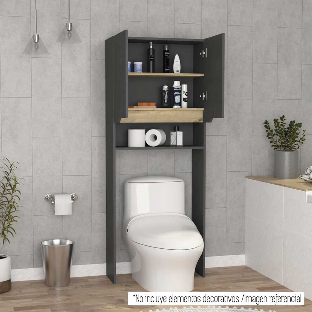 Optimizador de Baño TuHome Laurent 2 Puertas Plomo