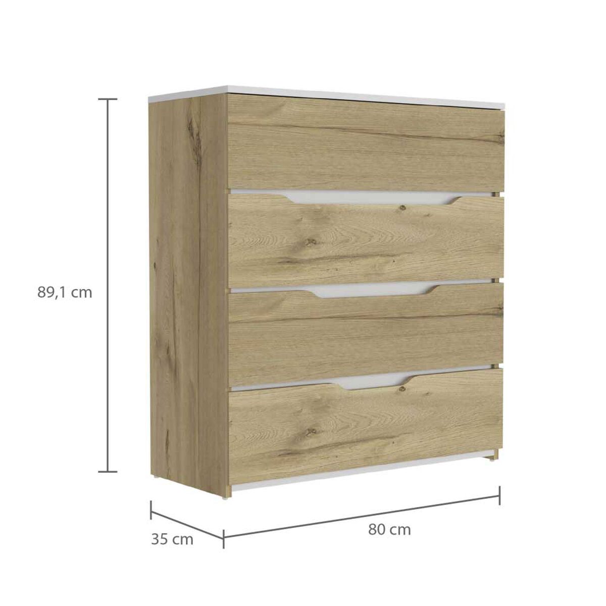 Cómoda TuHome Bi Color 4 Cajones