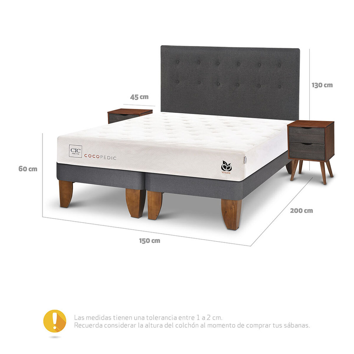 Cama Europea CIC Base Dividida 2 Plazas Cocopedic