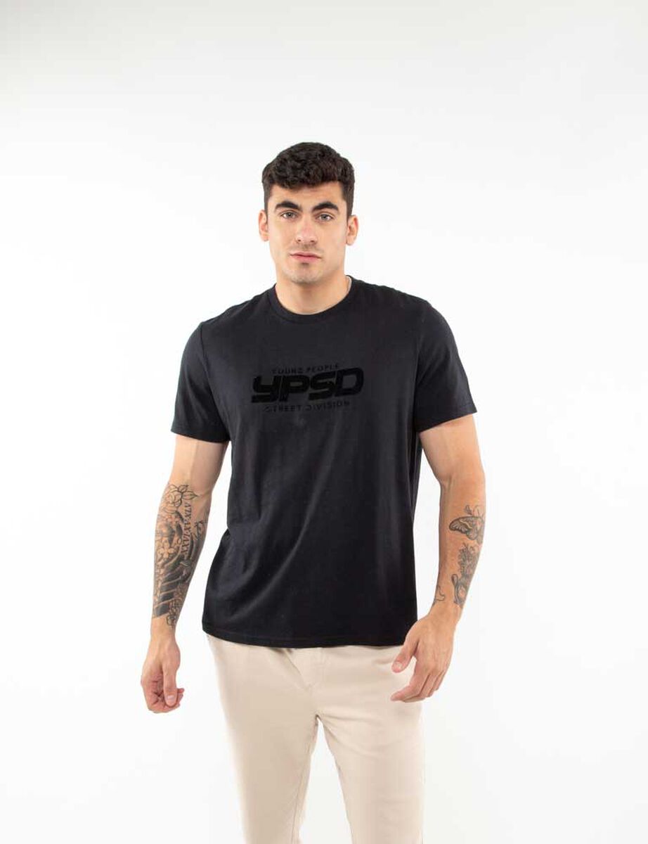Polera Algodón Con Estampado Manga Corta Hombre Icono