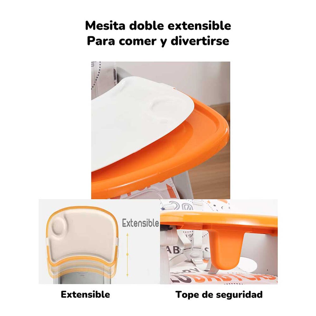 Silla de Comer Multifuncional con Ruedas Naranja Lubabycas