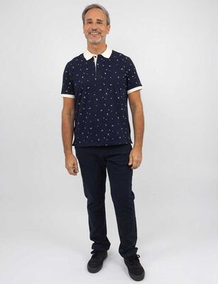 Imagen 2 del producto Polera Piqué Manga Corta Hombre Portman Club Azul, Crema