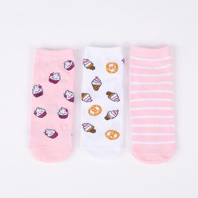 Pack 3 Calcetines Mujer Icono Rosado