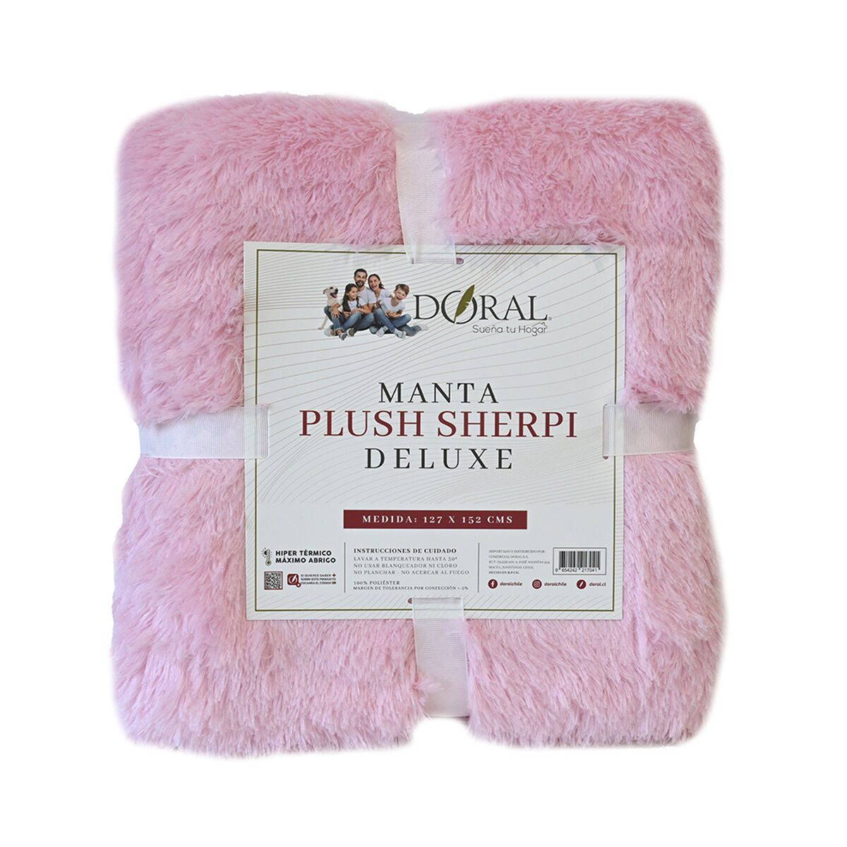 Manta Plush Sherpi Deluxe 127X152 Rosa