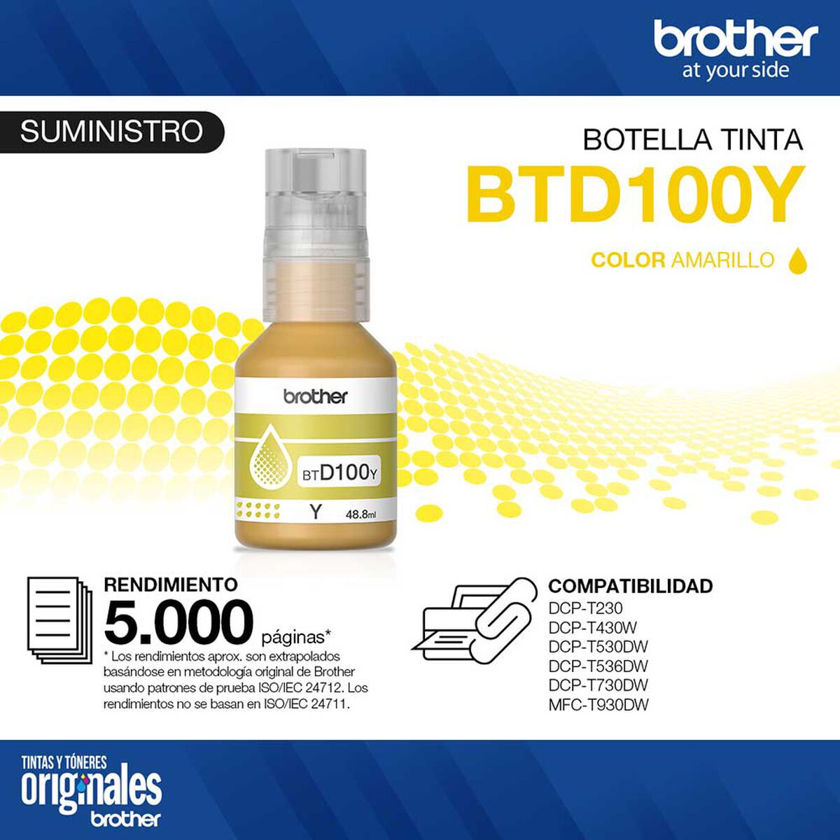 Tinta Brother BTD100Y Amarillo