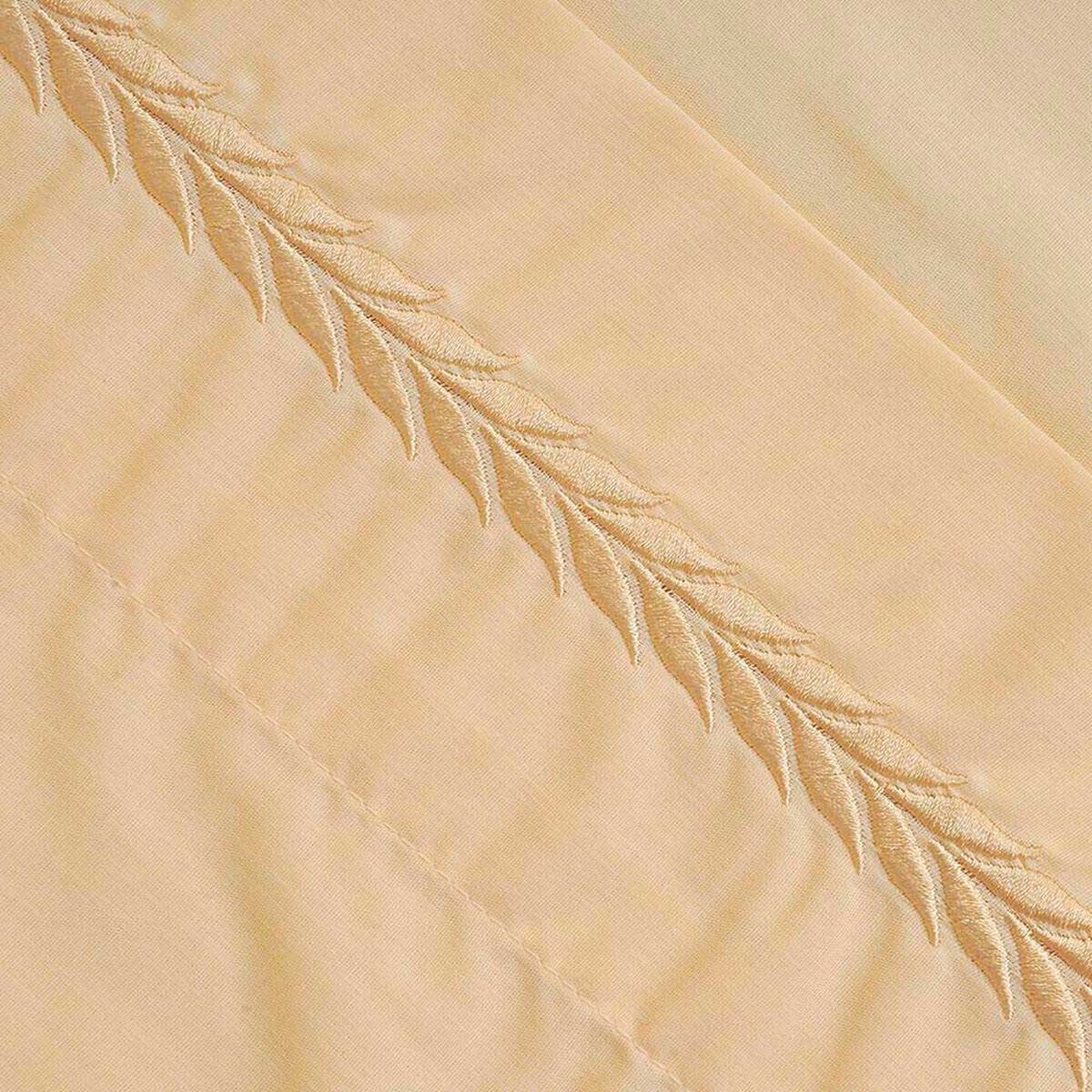 Juego de S&aacute;bana Mashini 2 Plazas Bordadas Ramas Amarillo