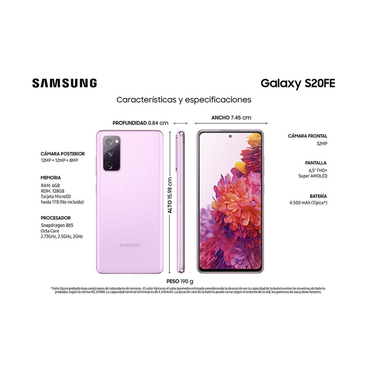 Celular Samsung Galaxy S20FE 128GB 6,5" Cloud Lavender Liberado