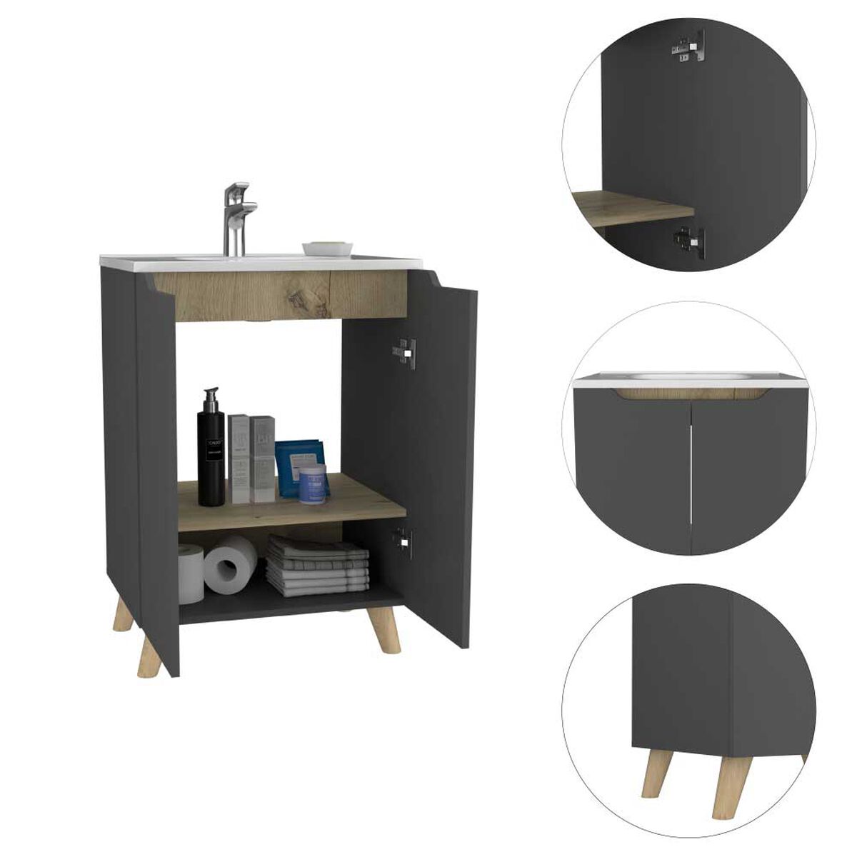 Mueble Lavamanos TuHome Laurent 1 Puerta Plomo