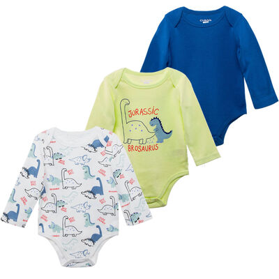 Imagen 1 del producto Pack 3 Body Manga Larga de Algodón Chess Baby Blanco, Celeste