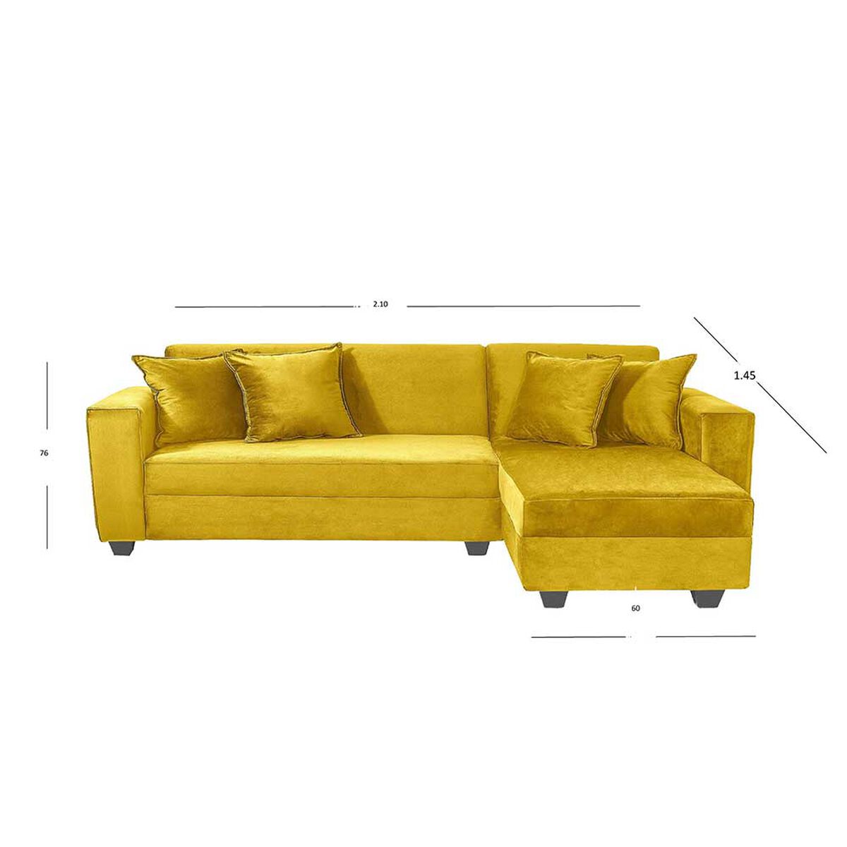 Sofá Seccional Derecho Diseño A&M Home Maite 3 Cuerpos Mostaza