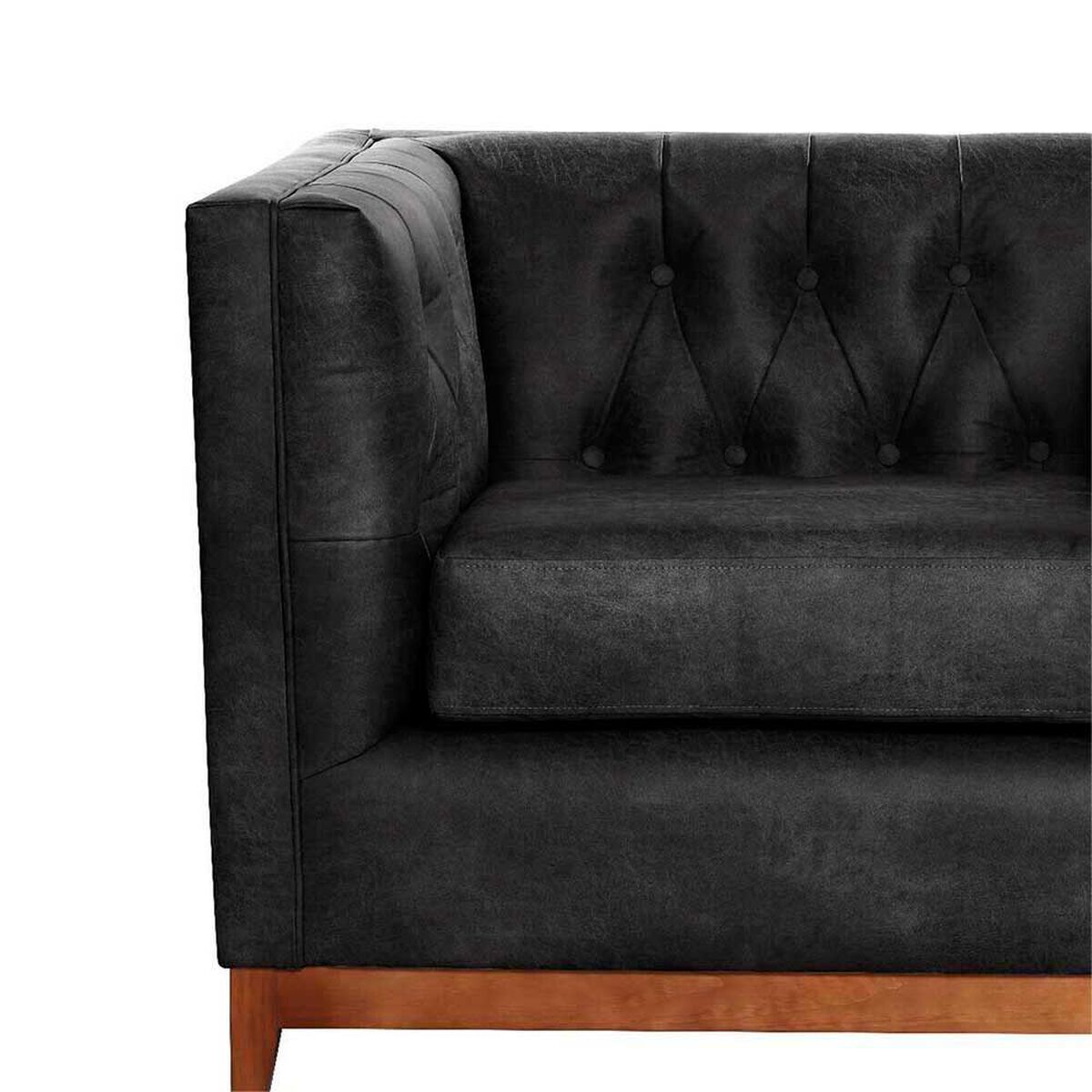 Sof&aacute; Latam Home Cuero Colorado Roma 3 Cuerpos Negro
