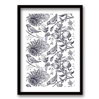 Cuadro Decorativo Retela Pájaros Azules 40 x 30 cm