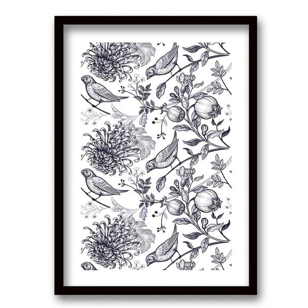 Cuadro Decorativo Retela Pájaros Azules 40 x 30 cm