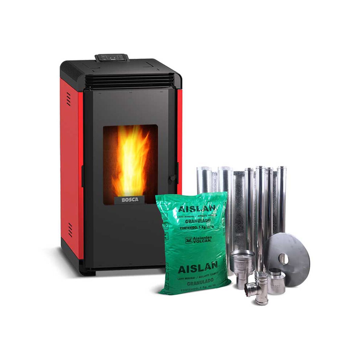 Pack Estufa a Pellet Bosca Hera + Roja +  Kit Interior