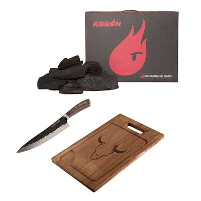 Set Parrillero Wayu Carbón + Tabla + Cuchillo