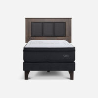 Cama Europea Rosen 1,5 Plazas Tempo + Respaldo Rachel Gris