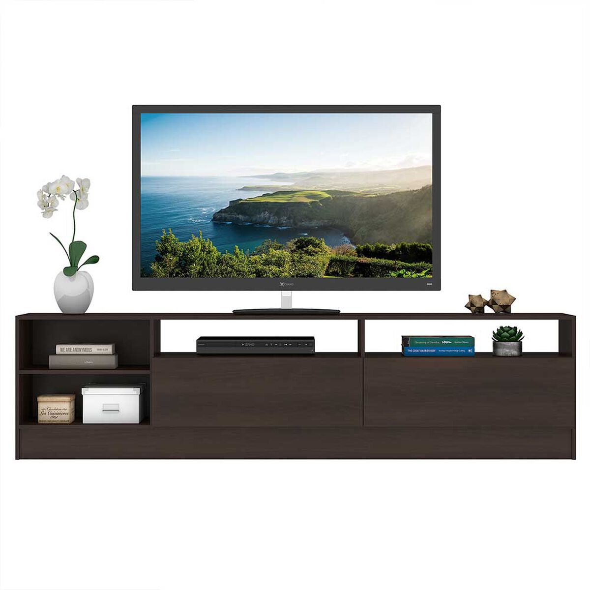 Rack TV Vekkahome Moyan 2 Puertas Café