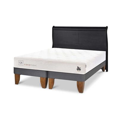 Imagen 2 del producto Cama Europea CIC Base Dividida 2 Plazas Cocopedic + Respaldo Miro Negro