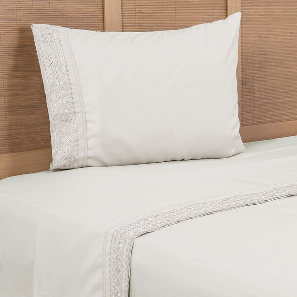 Juego de Sábanas Plumetti 1,5 Plazas Estampado Beige