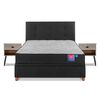 Cama Baúl Flex 2 Plazas Therapedic Plus  + Respaldo Royal + 2 Veladores Rock