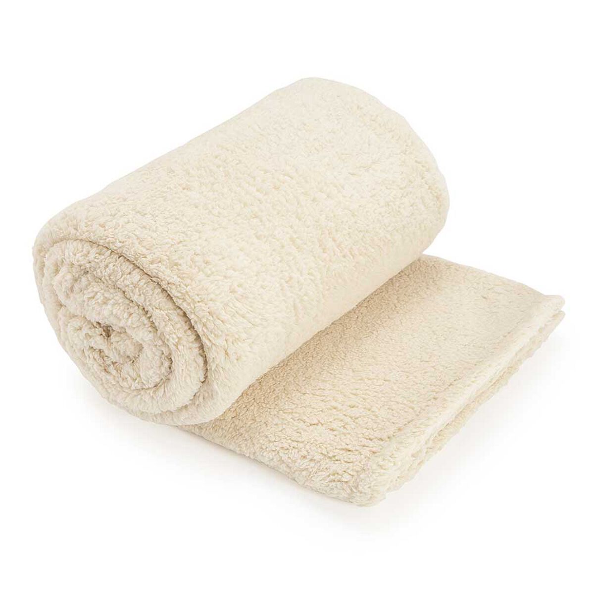 Frazada Sherpa Color Casanova 2 Plazas Crudo