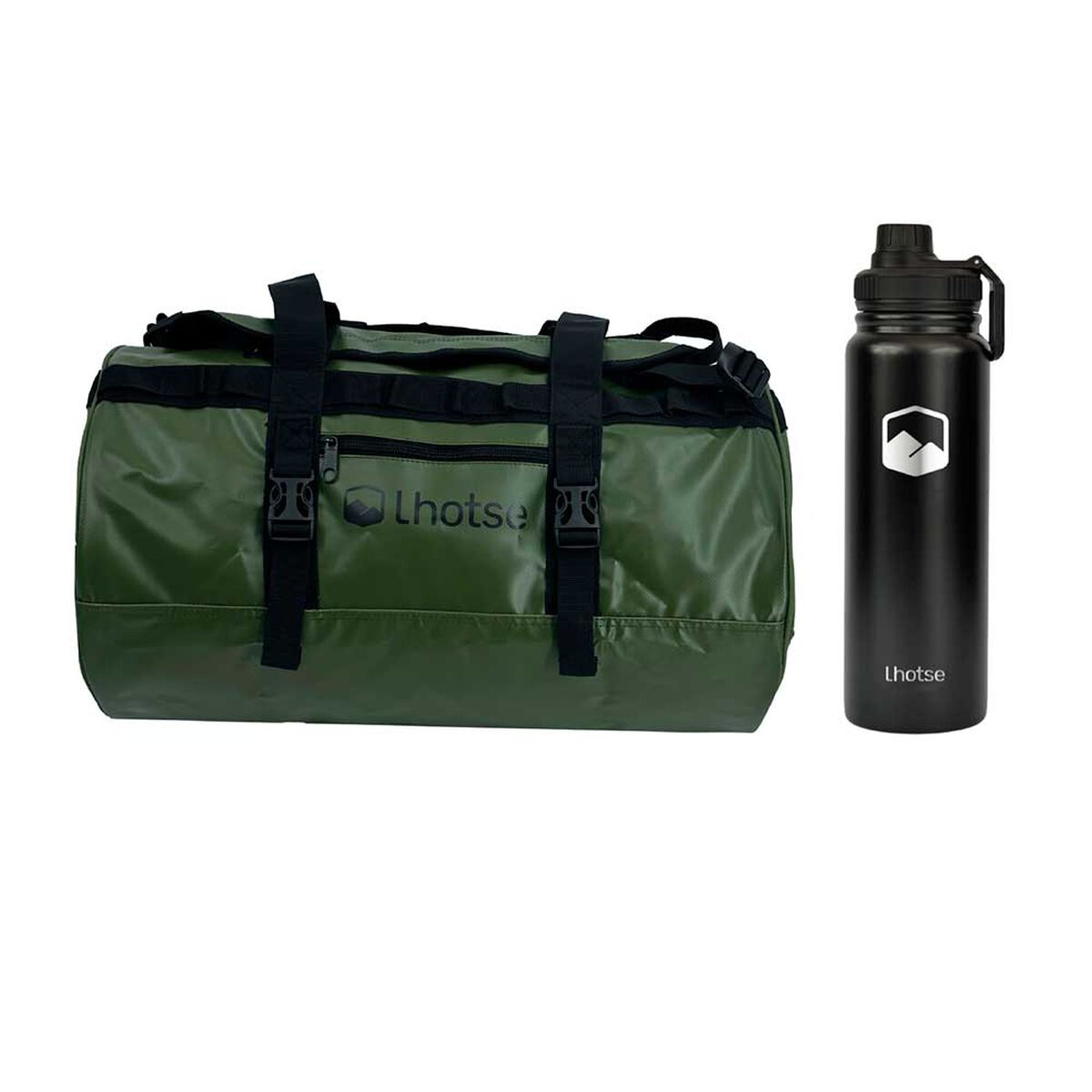 Pack Bolso Impermeable 30Lt Green + Botella Coihue Lhotse